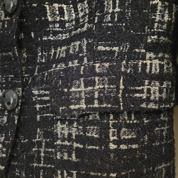 Caractère Italy Navy & Silver Button-Up Textured Tweed Chanel Style Jacket US 8 - Picture 6 of 10